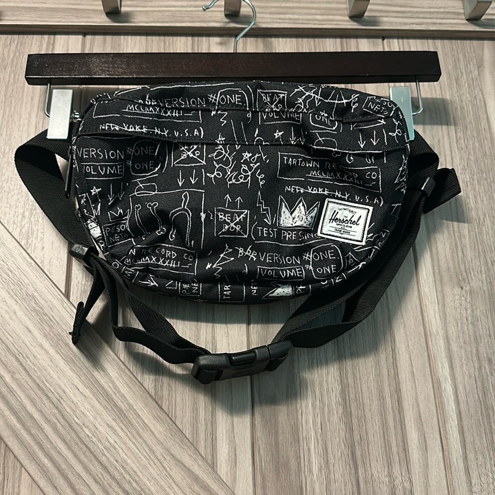 Herschel Jean-Michel Basquiat collaboration black and white belt bag crossbody